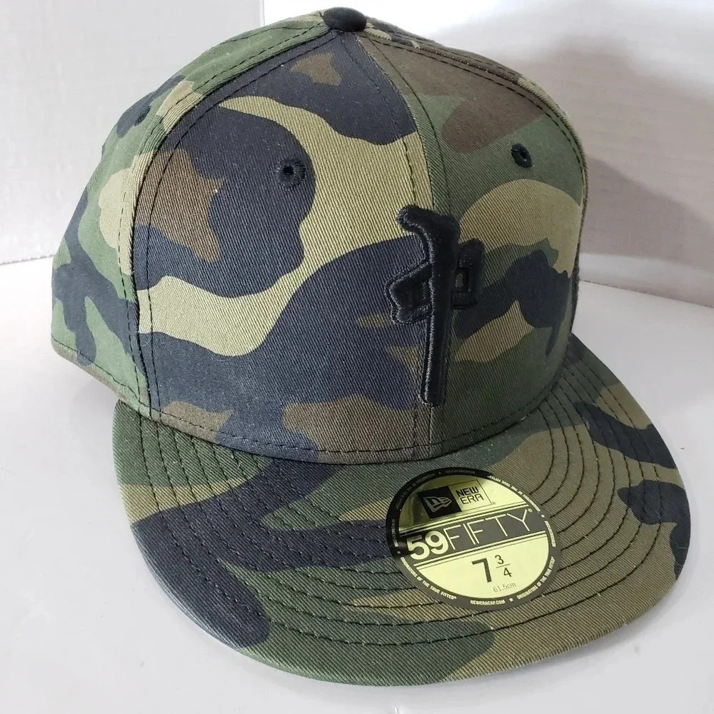 New Era,59Fifty, RDS Green/Brown  Camo Flat Bill Mens Fitted Hat,7 3/4 61.5cm. - Picture 2 of 6